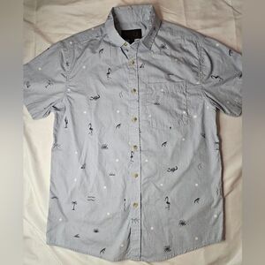 Victory Sportswear Mens Light Blue Button Up Short Sleeve Shirt Size Small